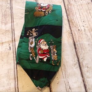 5/$25🔅Jingle Bells Golfing Santa Christmas Tie